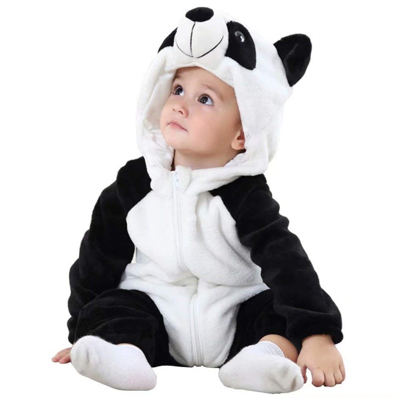 OLLULL Baby Panda Costumes Unisex Toddler Outfit Halloween Dress Up Romper 6-12 Months - Image 1